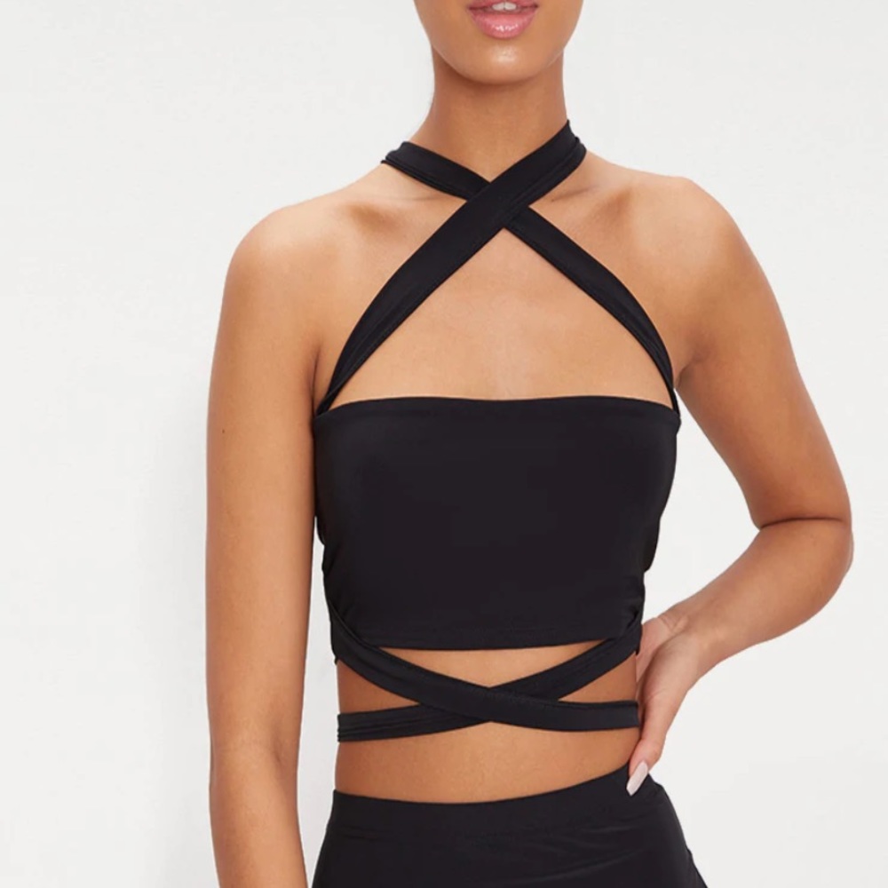 COPY - A tube top black crop top
